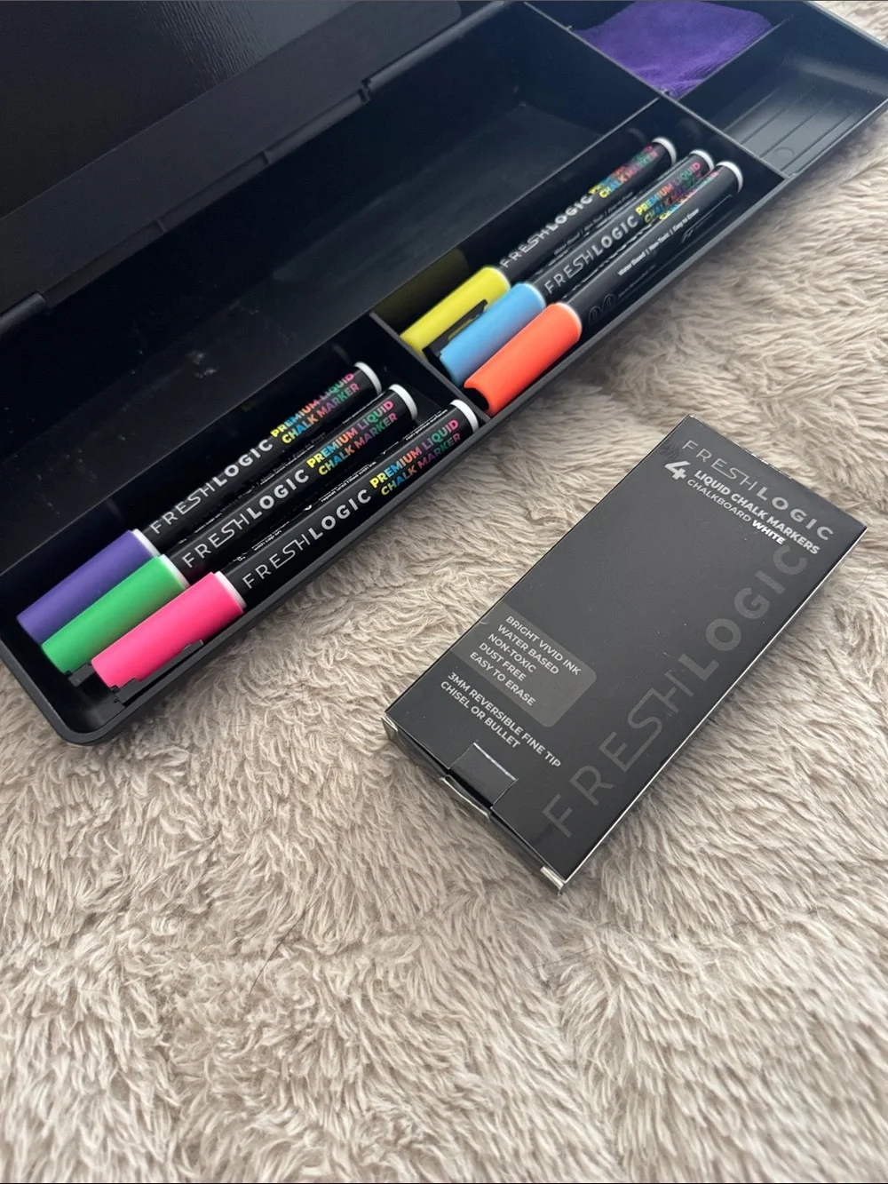 Vivo Black Glass Desktop Whiteboard with Integrated Storage
